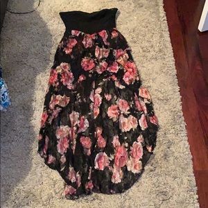 Floral strapless high low dress size small